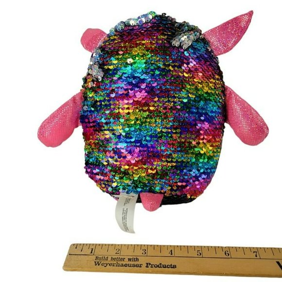 Shimmeez Maggie Unicorn Rainbow Reversible Sequin Plush Beverly Hills Teddy Bear - Picture 2 of 7